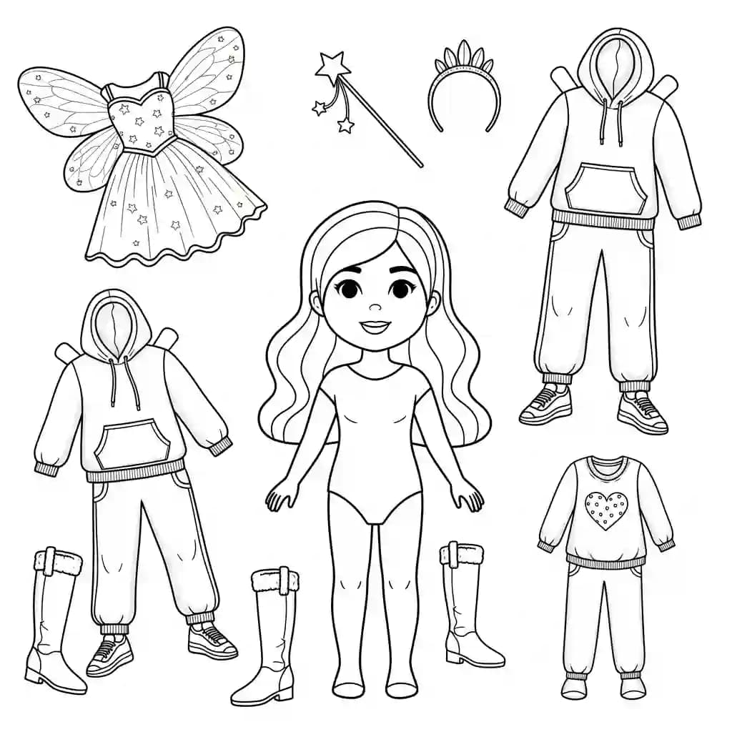 Desenhos de Paper Doll para Colorir