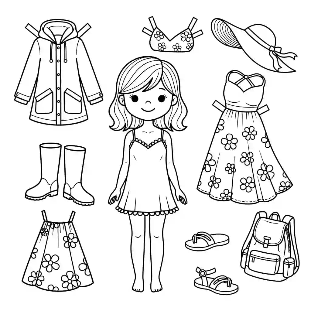 Desenhos de Paper Doll para Colorir