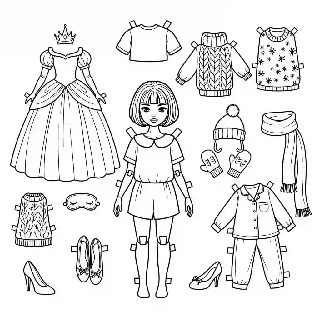 Desenhos de Paper Doll para Colorir