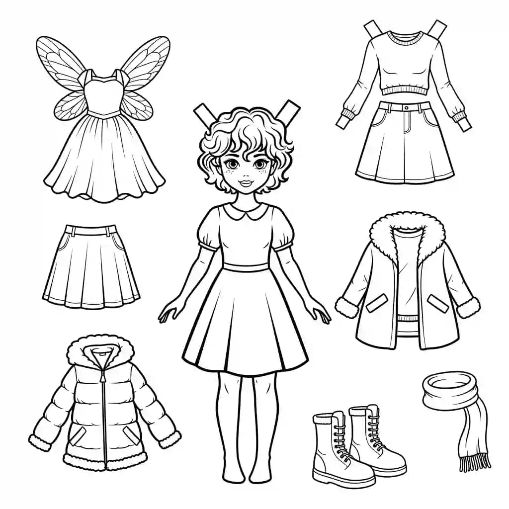 Desenhos de Paper Doll para Colorir