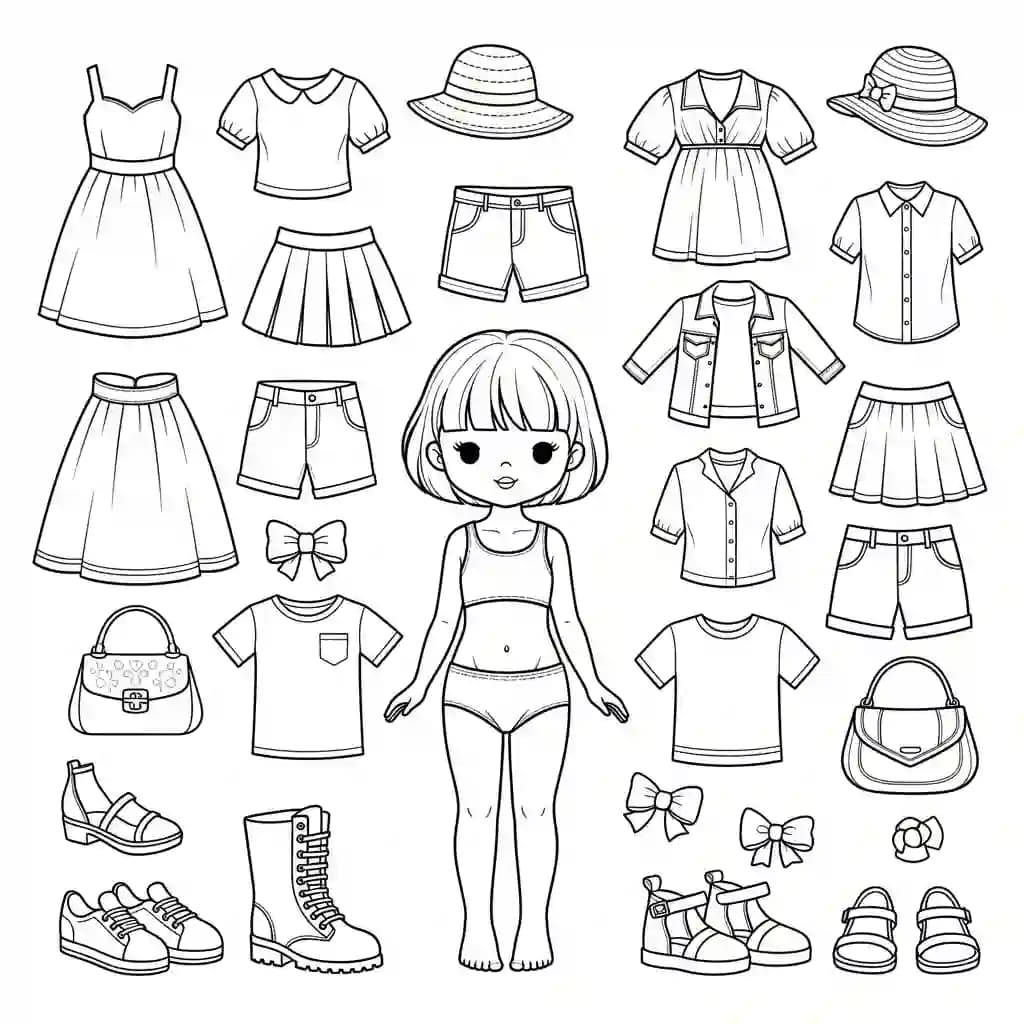 Desenhos de Paper Doll para Colorir