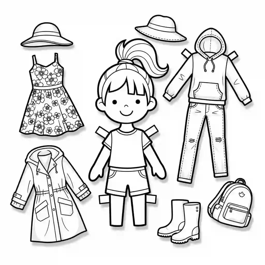 Desenhos de Paper Doll para Colorir