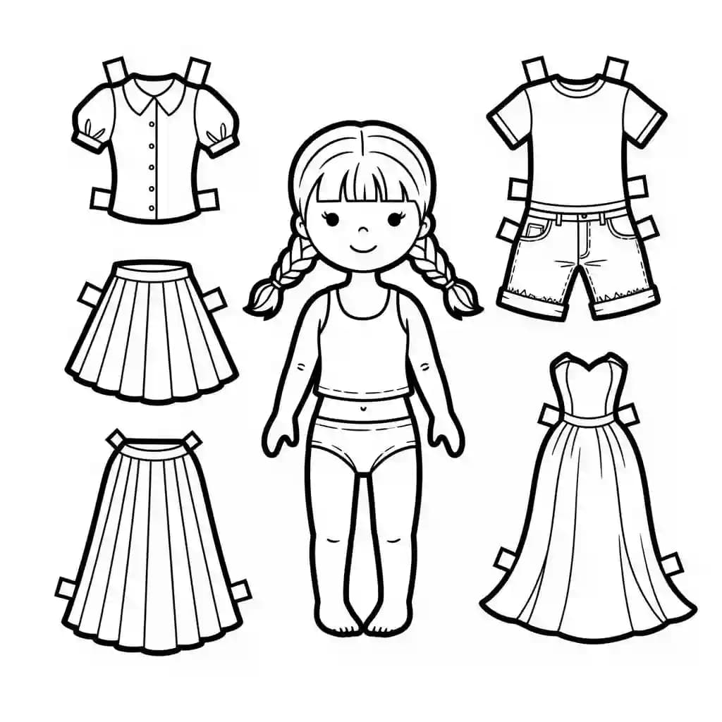 Desenhos de Paper Doll para Colorir