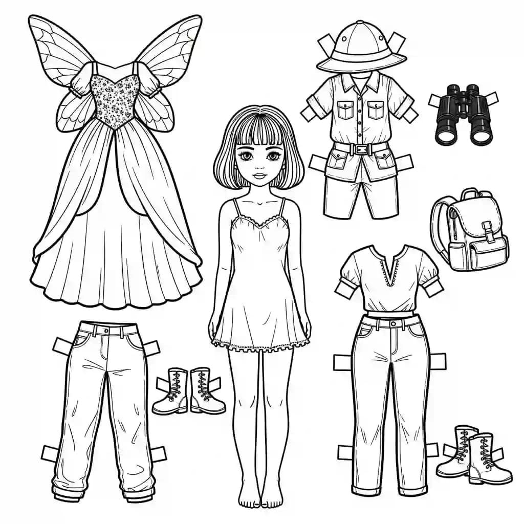 Desenhos de Paper Doll para Colorir