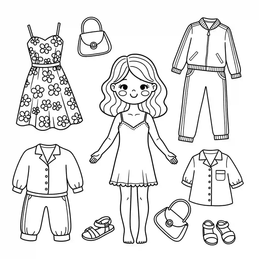 Desenhos de Paper Doll para Colorir