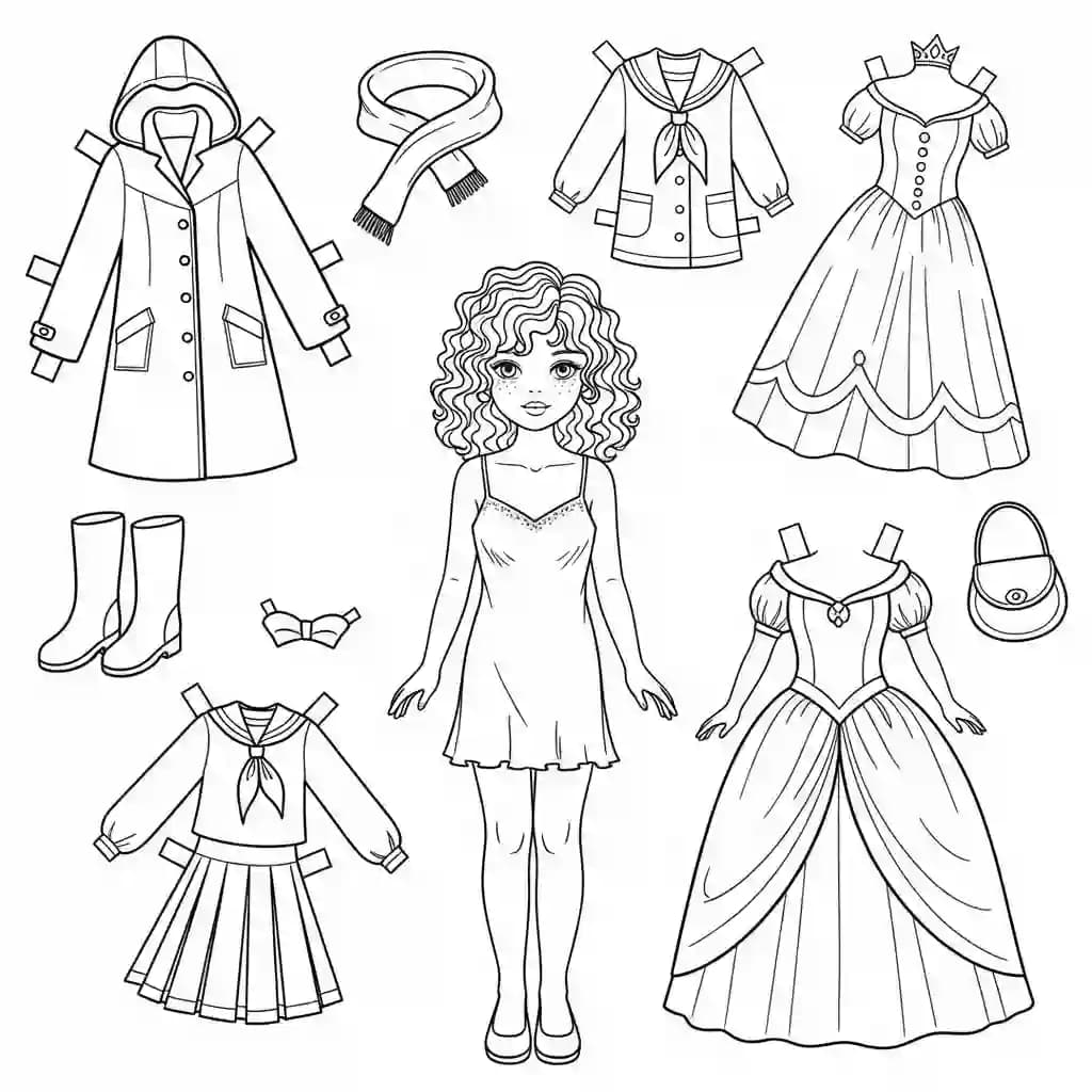 Desenhos de Paper Doll para Colorir