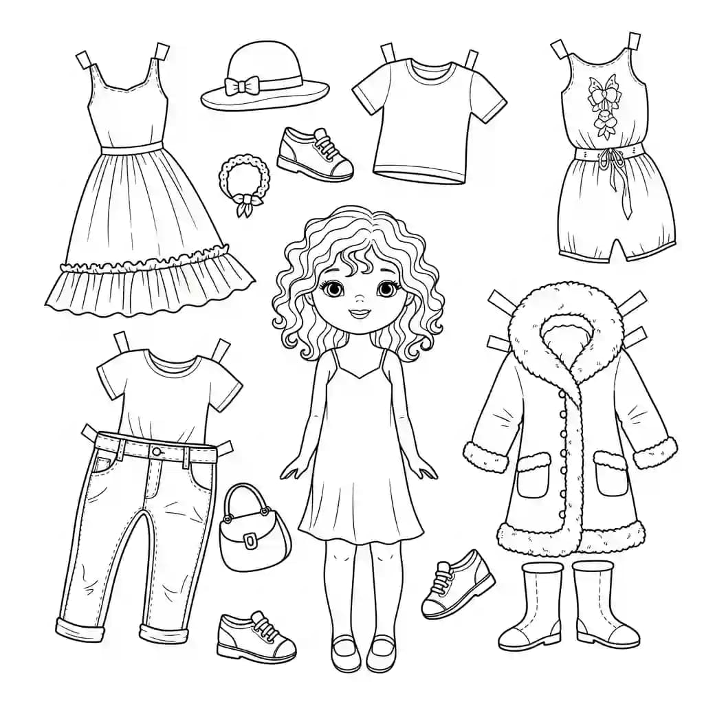 Desenhos de Paper Doll para Colorir