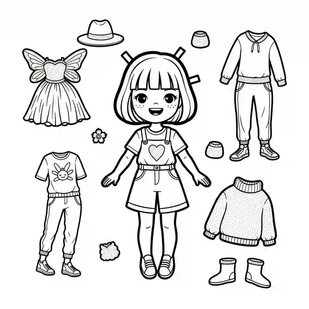 Desenhos de Paper Doll para Colorir