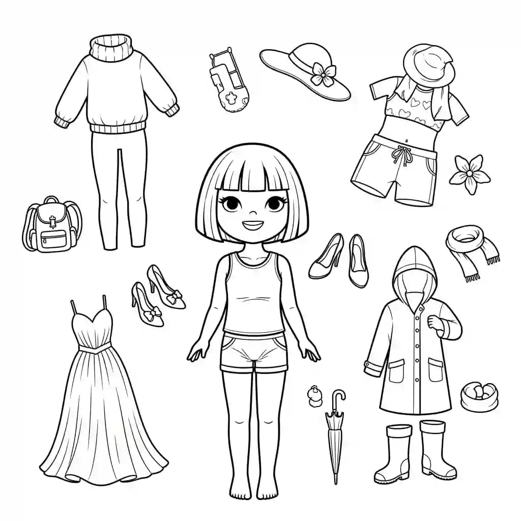 Desenhos de Paper Doll para Colorir