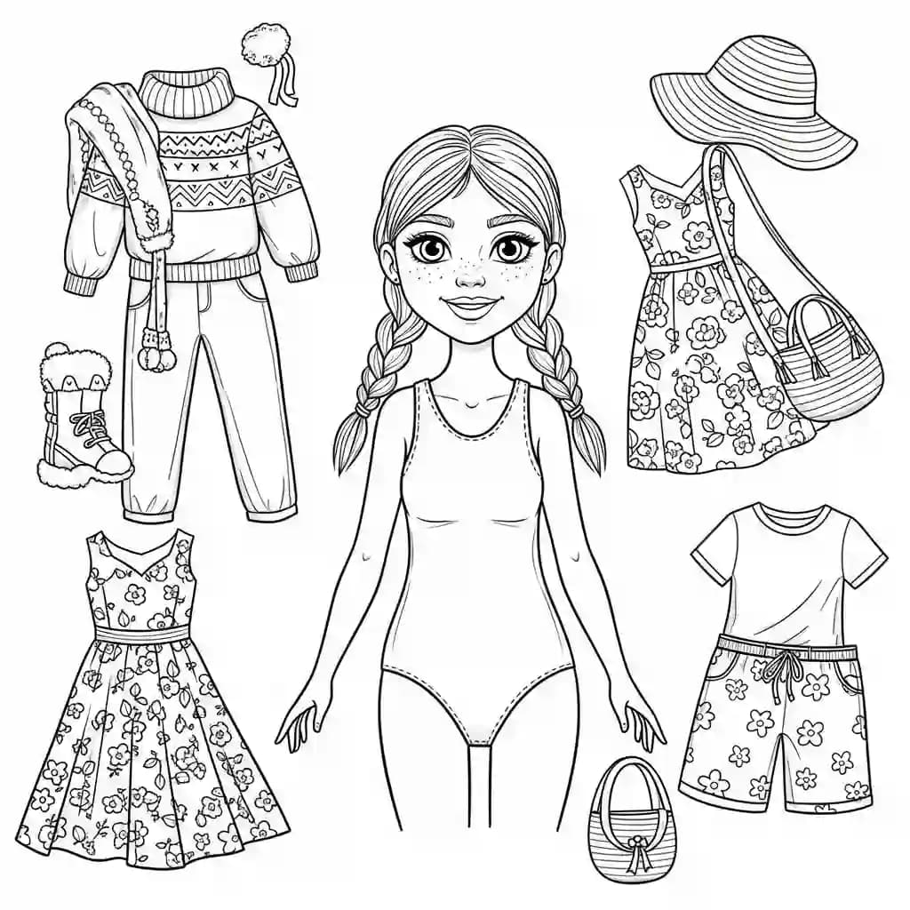 Desenhos de Paper Doll para Colorir