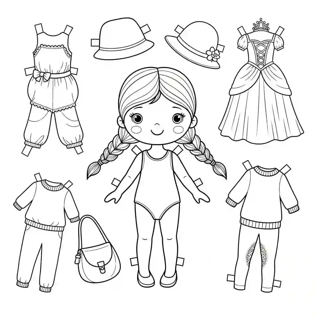 Desenhos de Paper Doll para Colorir