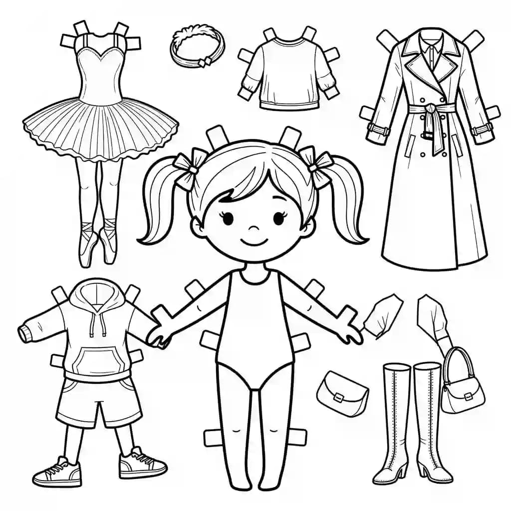 Desenhos de Paper Doll para Colorir