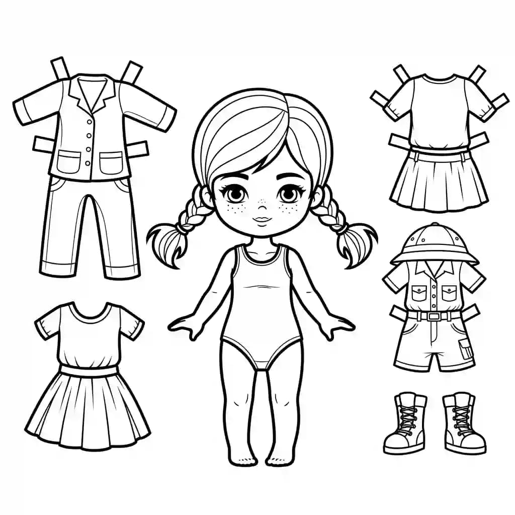 Desenhos de Paper Doll para Colorir