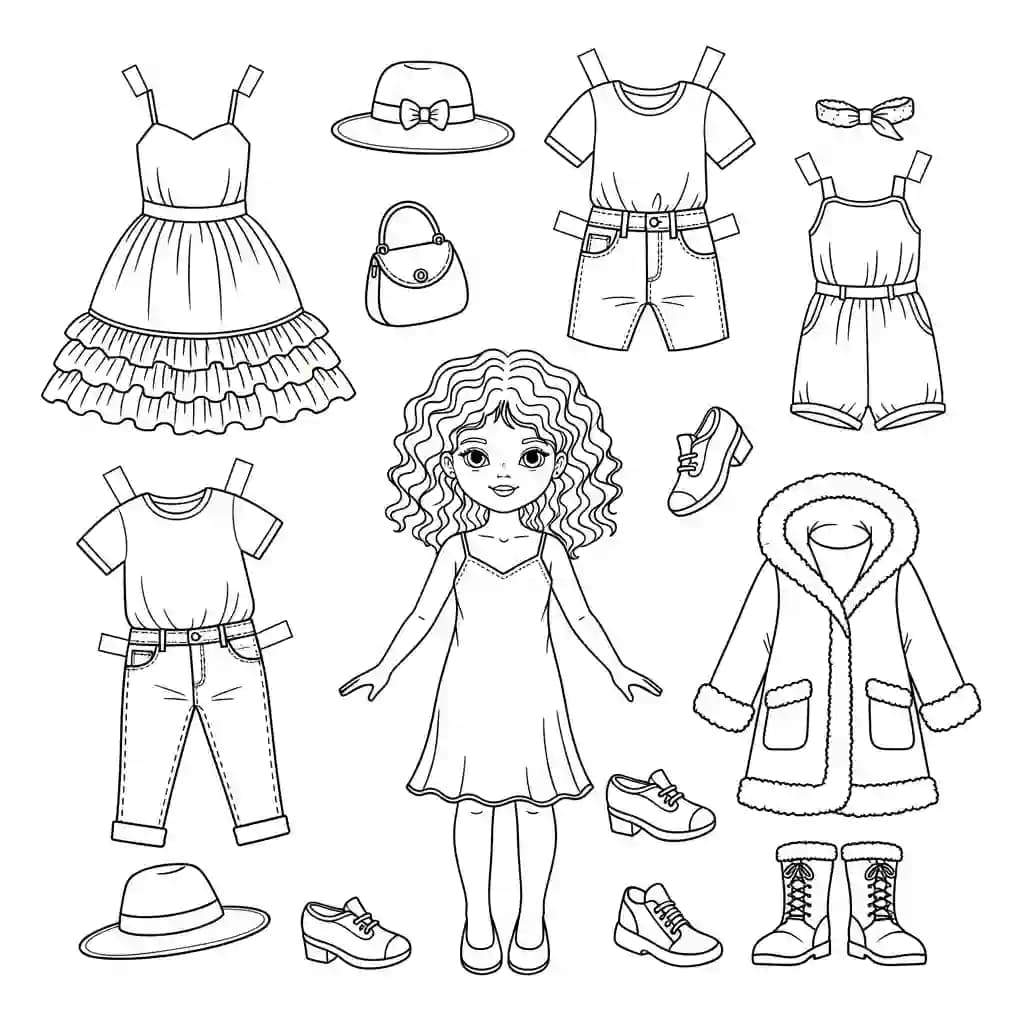 Desenhos de Paper Doll para Colorir