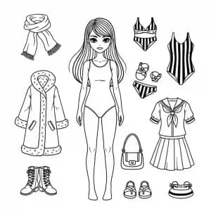 Desenhos de Paper Doll para Colorir