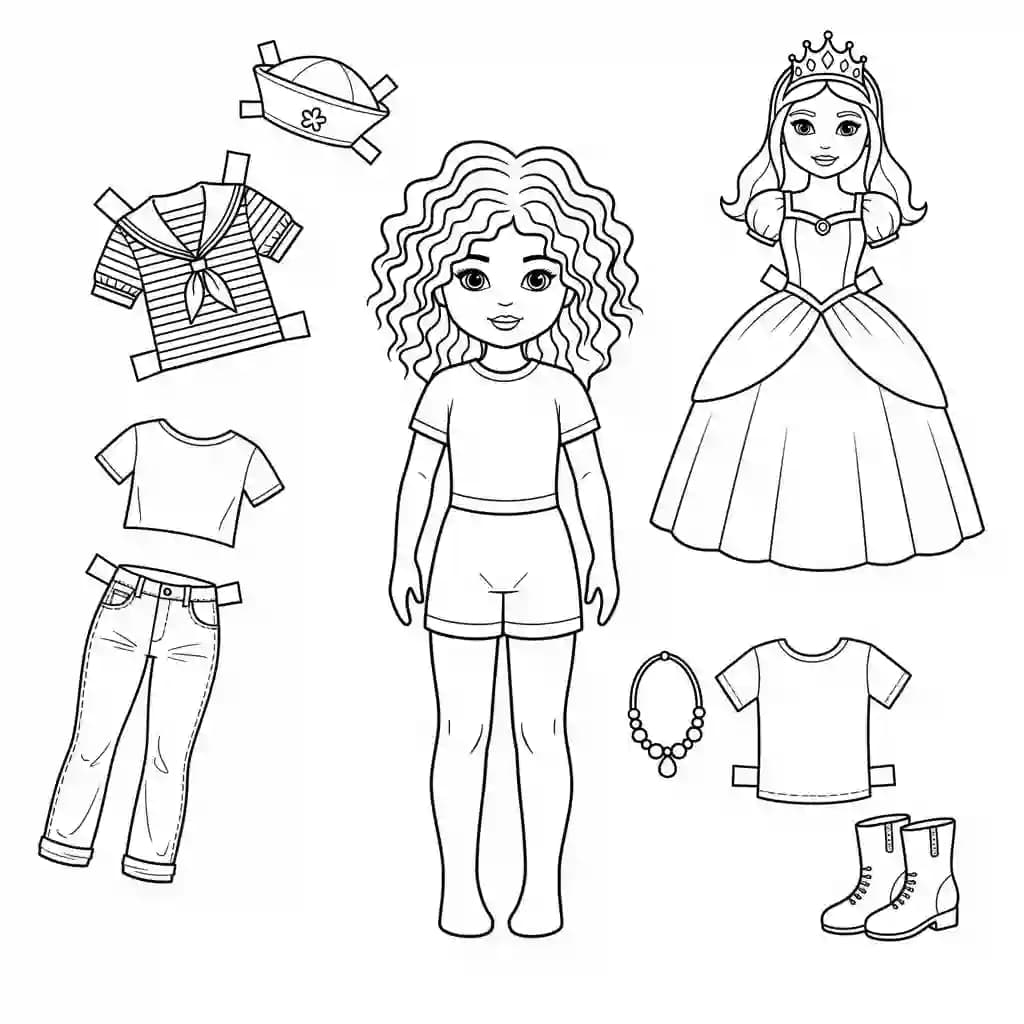 Desenhos de Paper Doll para Colorir
