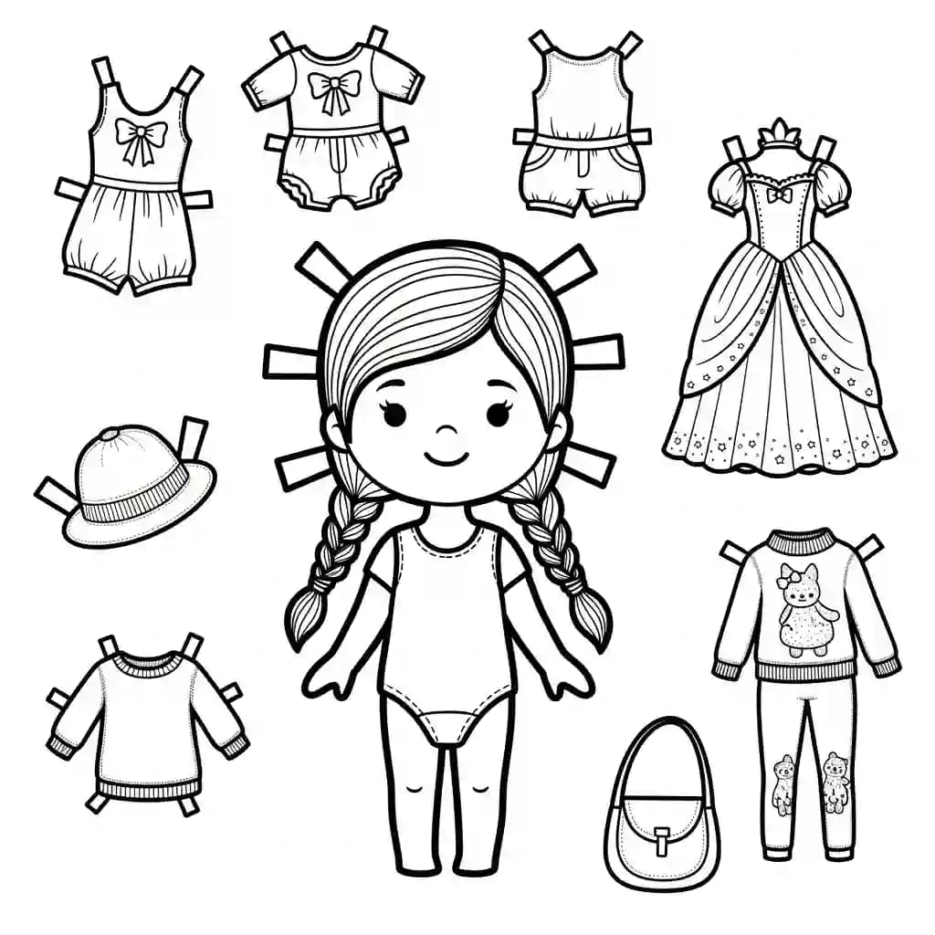 Desenhos de Paper Doll para Colorir