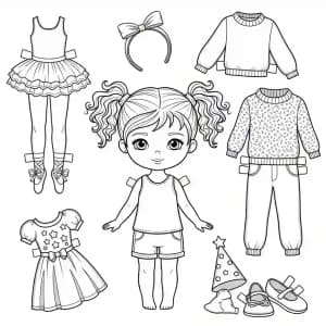 Desenhos de Paper Doll para Colorir