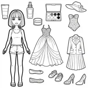 Desenhos de Paper Doll para Colorir