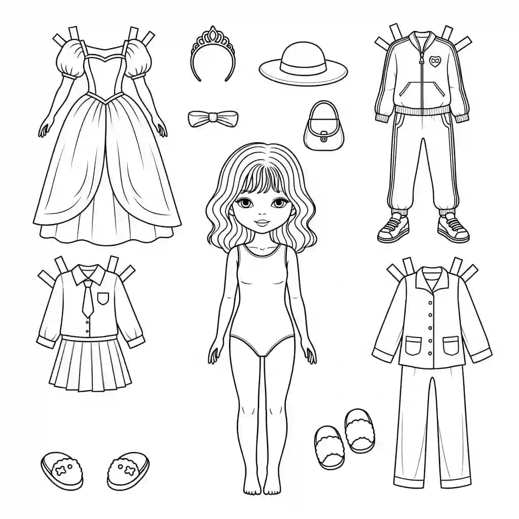 Desenhos de Paper Doll para Colorir