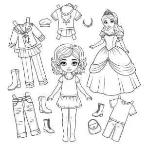 Desenhos de Paper Doll para Colorir