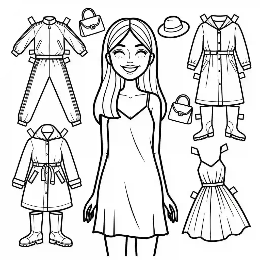Desenhos de Paper Doll para Colorir