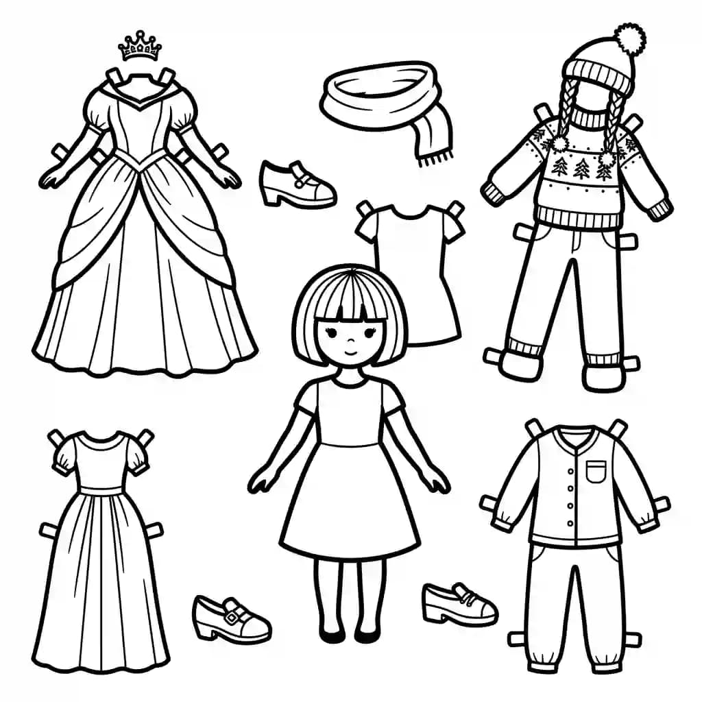 Desenhos de Paper Doll para Colorir