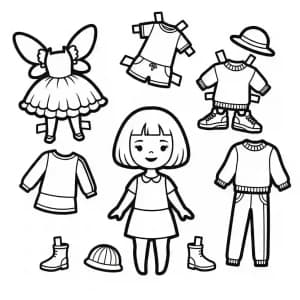 Desenhos de Paper Doll para Colorir