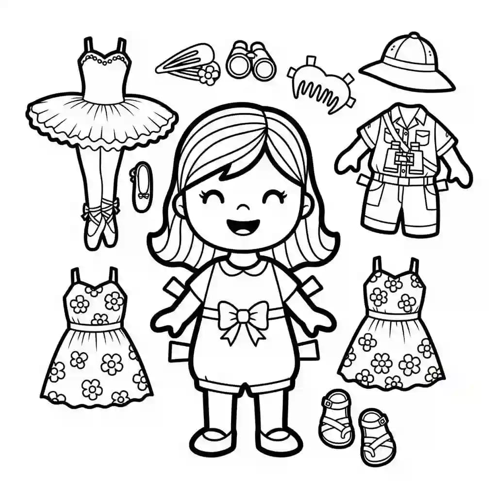 Desenhos de Paper Doll para Colorir