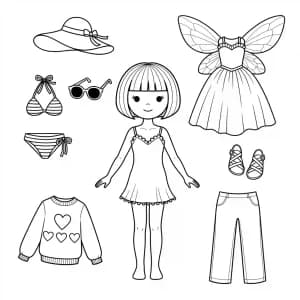 Desenhos de Paper Doll para Colorir