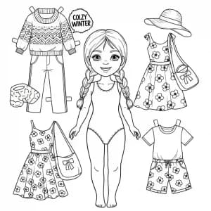 Desenhos de Paper Doll para Colorir