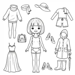 Desenhos de Paper Doll para Colorir