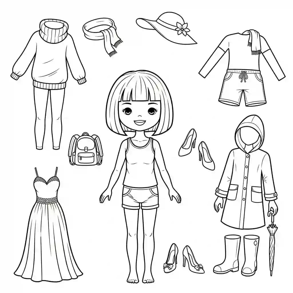 Desenhos de Paper Doll para Colorir