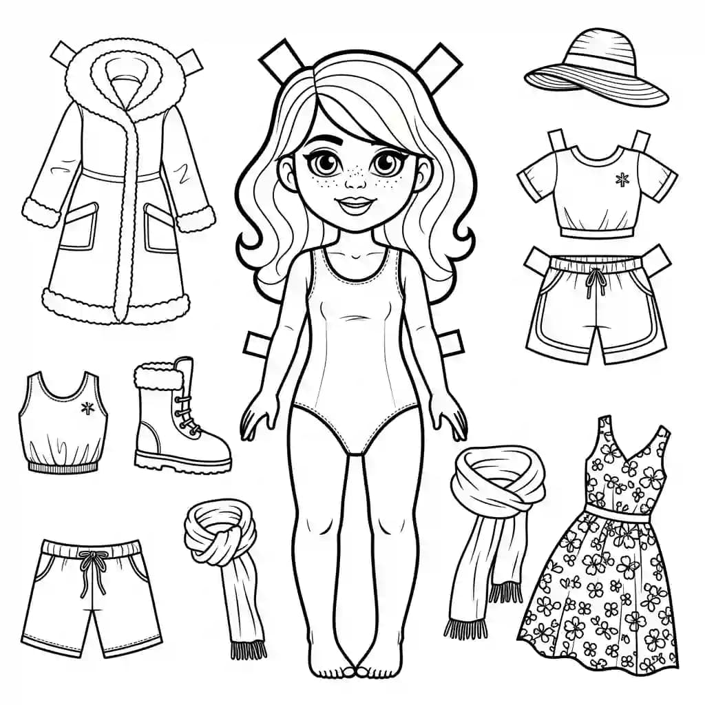 Desenhos de Paper Doll para Colorir