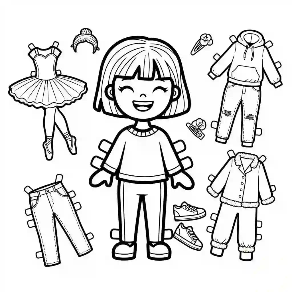 Desenhos de Paper Doll para Colorir