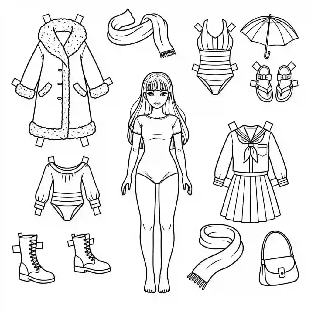 Desenhos de Paper Doll para Colorir