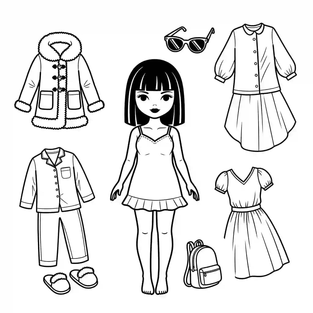 Desenhos de Paper Doll para Colorir