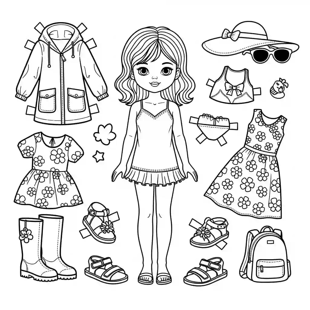 Desenhos de Paper Doll para Colorir