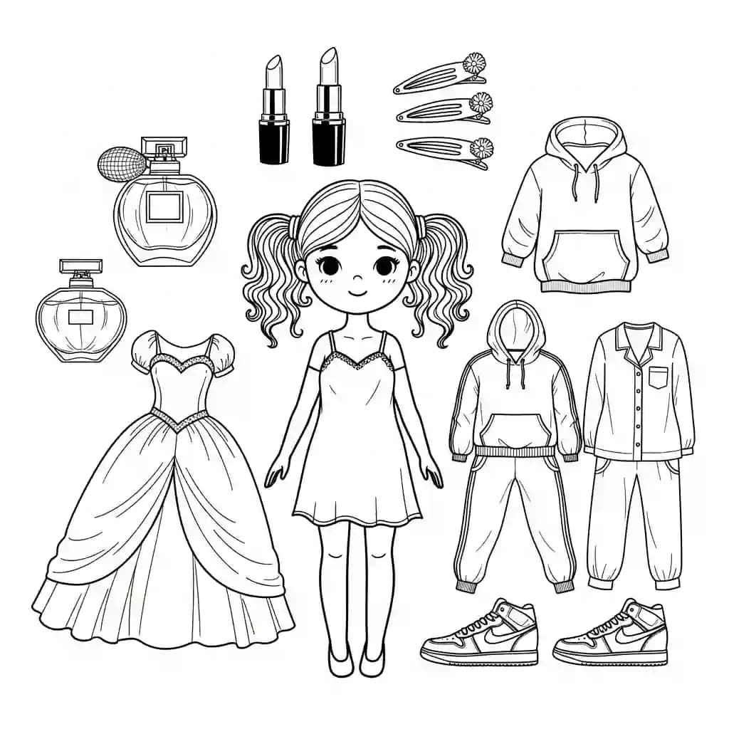 Desenhos de Paper Doll para Colorir