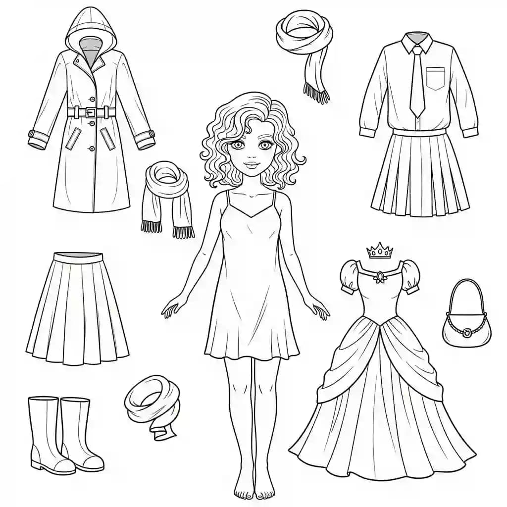 Desenhos de Paper Doll para Colorir