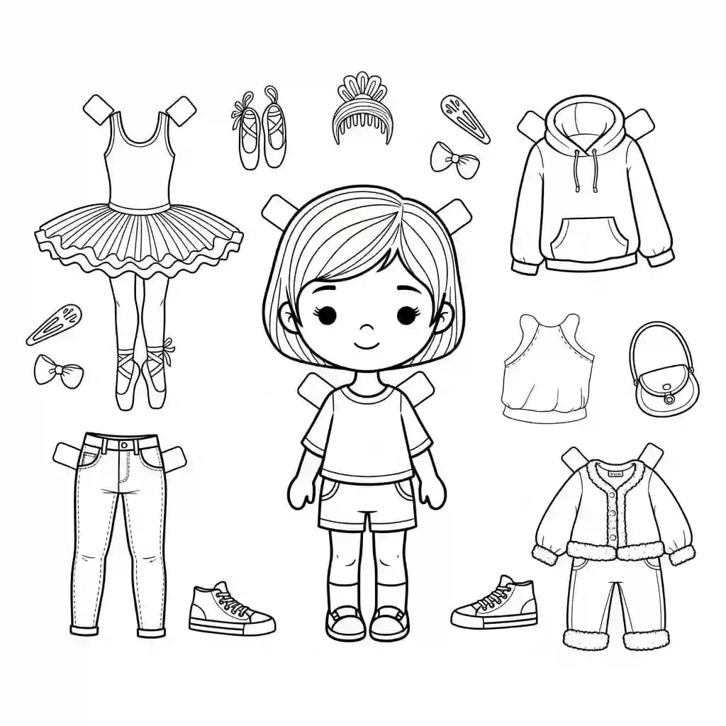 Desenhos de Paper Doll para Colorir
