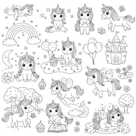 Desenhos de Unicórnio para Imprimir e Colorir