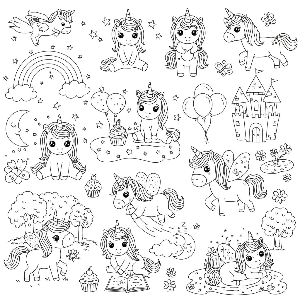 Desenhos de Unicórnio para Imprimir e Colorir