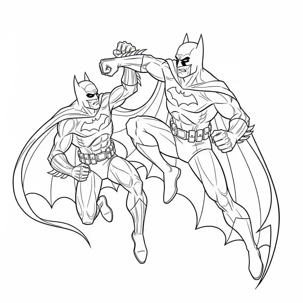 Desenhos do Batman para colorir com cenas de ação, fundo branco e traços grossos, perfeitos para imprimir e pintar