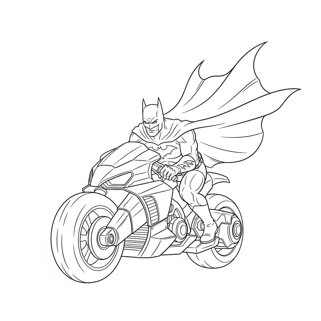 Desenhos do Batman para colorir com cenas de ação, fundo branco e traços grossos, perfeitos para imprimir e pintar