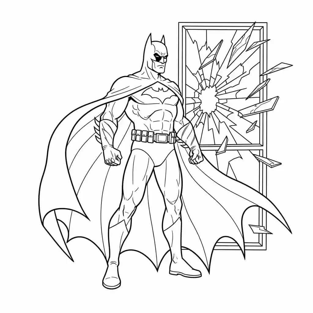 Desenhos do Batman para colorir com cenas de ação, fundo branco e traços grossos, perfeitos para imprimir e pintar