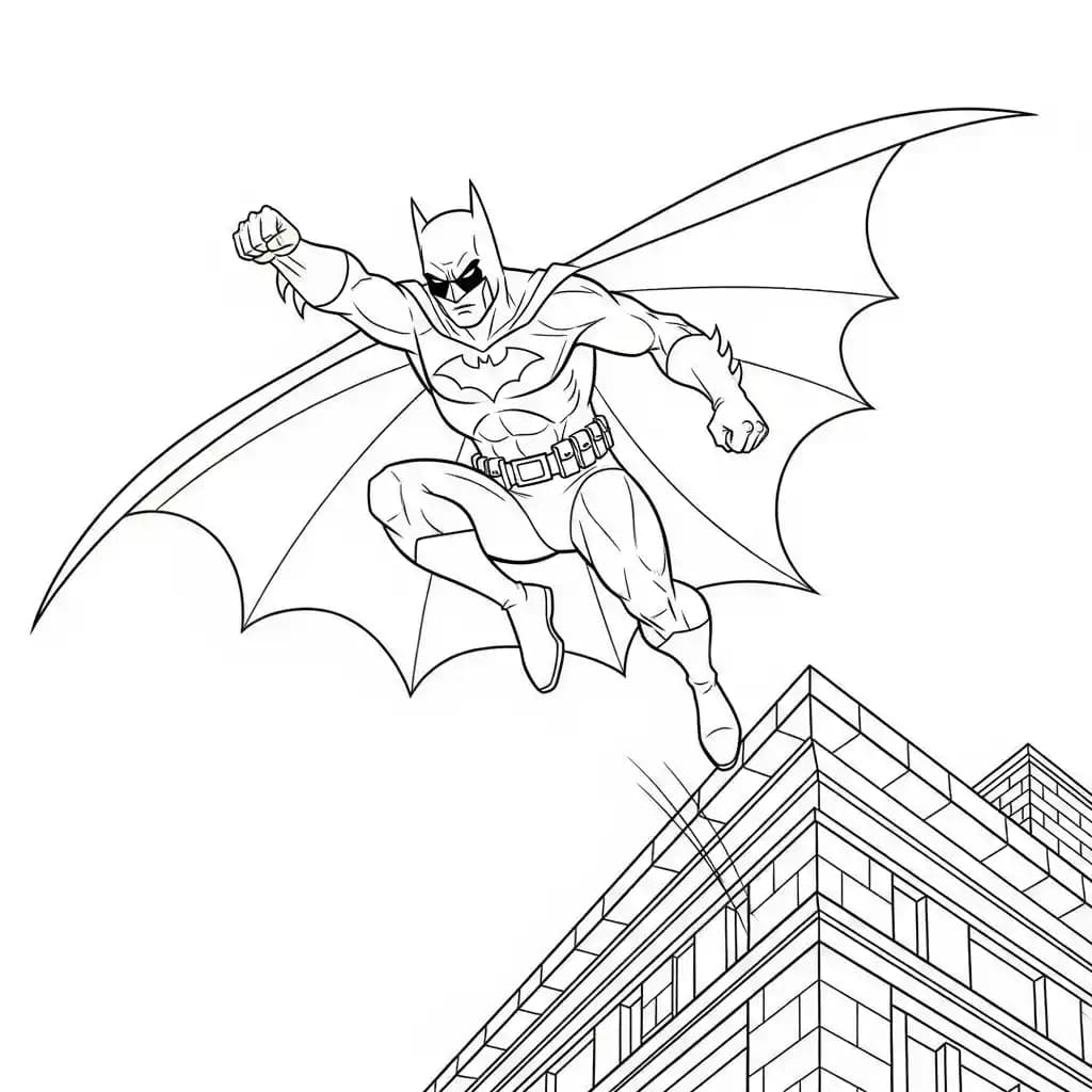 Desenhos do Batman para colorir com cenas de ação, fundo branco e traços grossos, perfeitos para imprimir e pintar