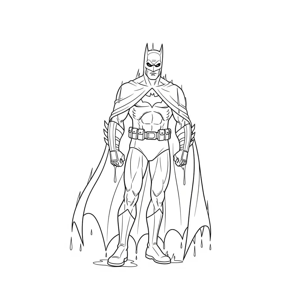 Desenhos do Batman para colorir com cenas de ação, fundo branco e traços grossos, perfeitos para imprimir e pintar