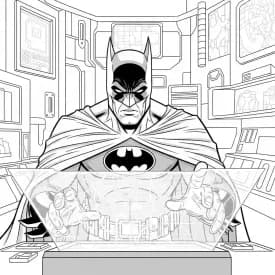 Desenhos do Batman para colorir com cenas de ação, fundo branco e traços grossos, perfeitos para imprimir e pintar