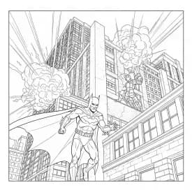 Desenhos do Batman para colorir com cenas de ação, fundo branco e traços grossos, perfeitos para imprimir e pintar